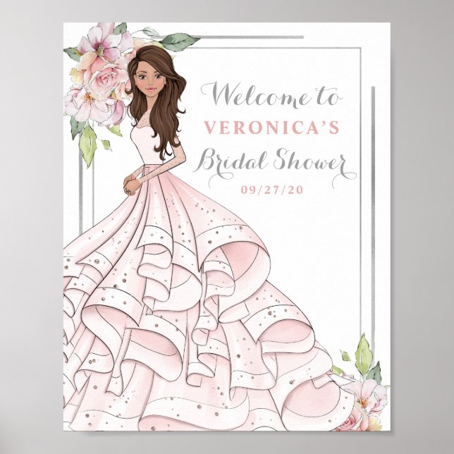 Blingy Glamor Bride Bridal Shower Welcome Sign (Front)