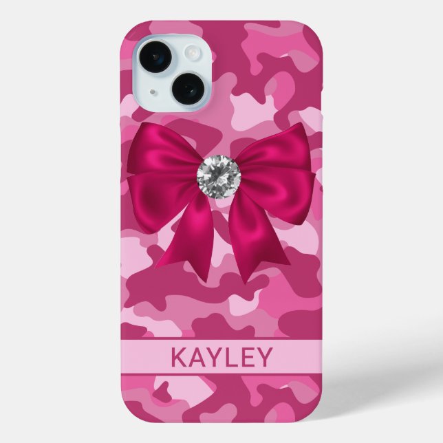 Blingy Pink Camouflage Personalized Case-Mate iPhone Case (Back)