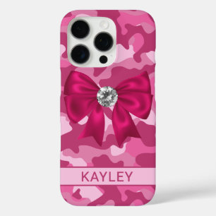 Blingy Pink Camouflage Personalized iPhone 16 Pro Case