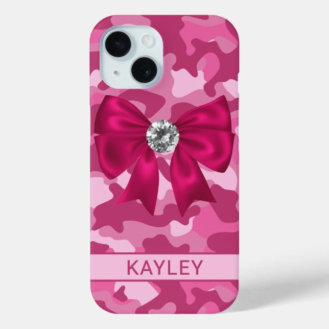 Blingy Pink Camouflage Personalized Case-Mate iPhone Case (Back)