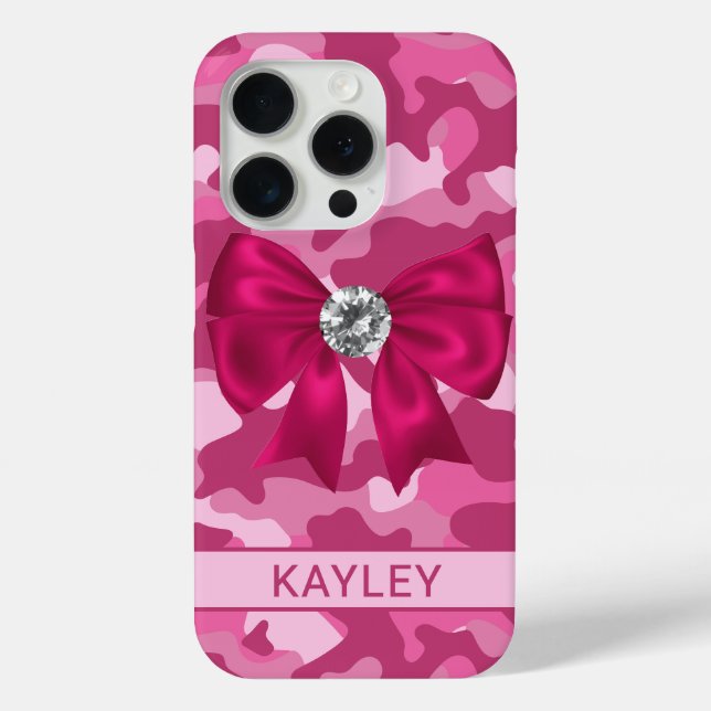 Blingy Pink Camouflage Personalized Case-Mate iPhone Case (Back)