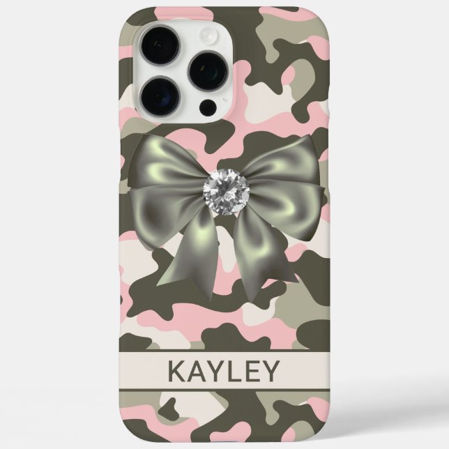 Blingy Pink Green Camouflage Personalized Case-Mate iPhone Case (Back)