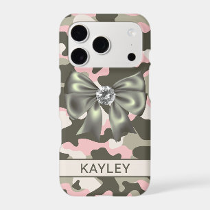 Blingy Pink Green Camouflage Personalized iPhone 17 Pro Case