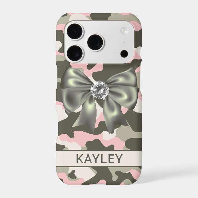 Blingy Pink Green Camouflage Personalized Case-Mate iPhone Case (Back)