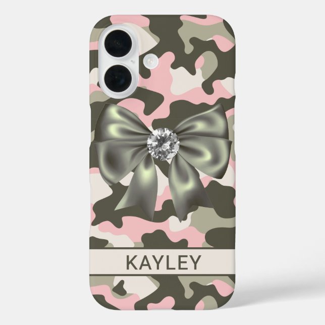 Blingy Pink Green Camouflage Personalized Case-Mate iPhone Case (Back)