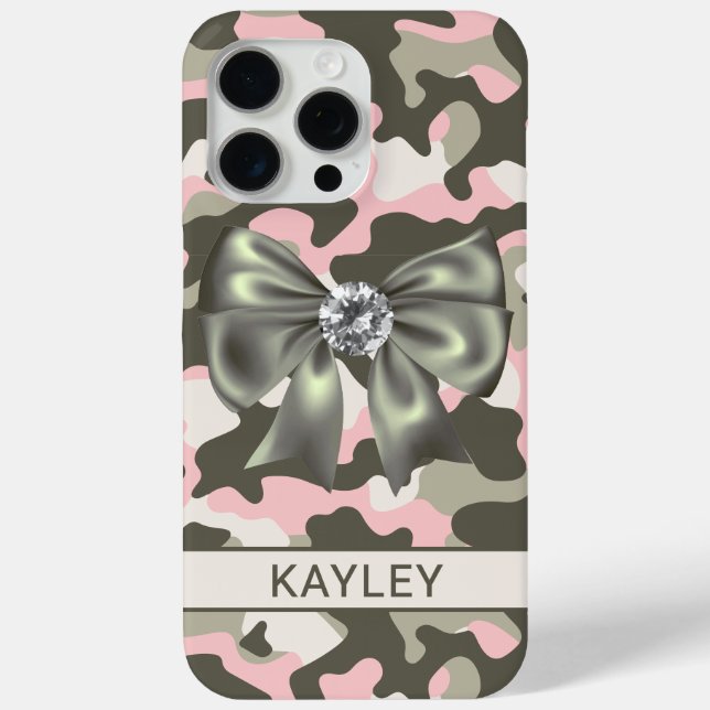 Blingy Pink Green Camouflage Personalized Case-Mate iPhone Case (Back)
