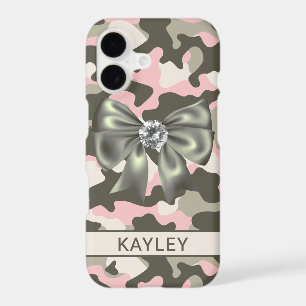 Blingy Pink Green Camouflage Personalized iPhone 17 Case