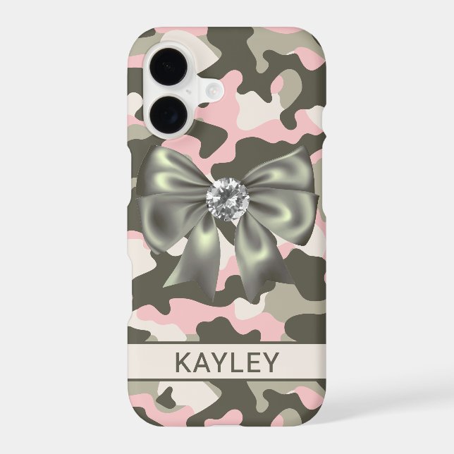 Blingy Pink Green Camouflage Personalized Case-Mate iPhone Case (Back)