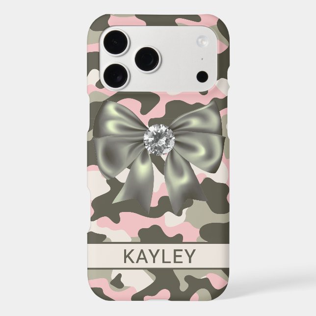 Blingy Pink Green Camouflage Personalized Case-Mate iPhone Case (Back)