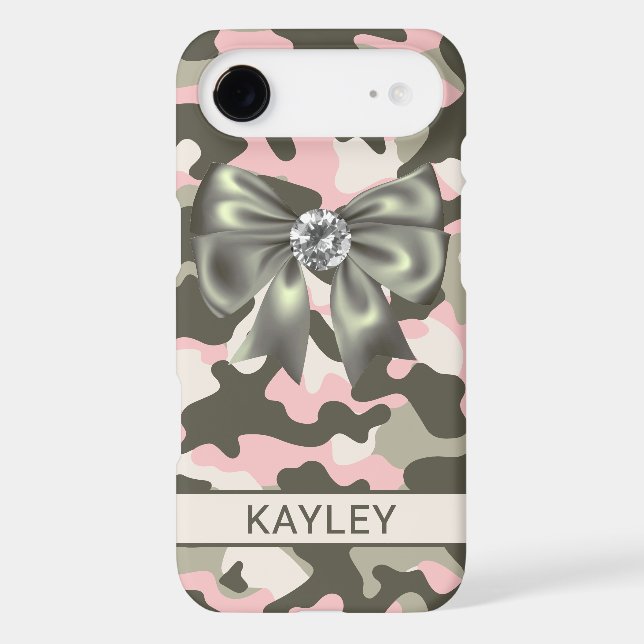Blingy Pink Green Camouflage Personalized Case-Mate iPhone Case (Back)