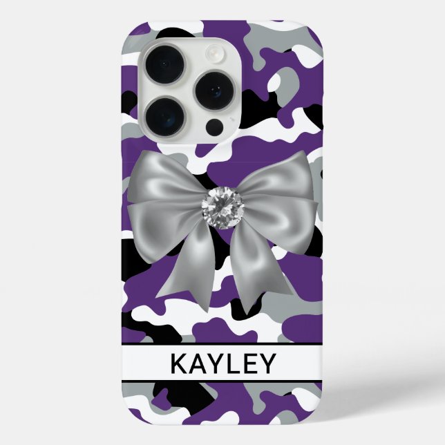 Blingy Purple Black Camouflage Personalized Case-Mate iPhone Case (Back)