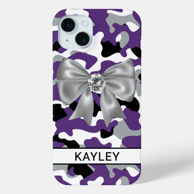 Blingy Purple Black Camouflage Personalized Case-Mate iPhone Case (Back)