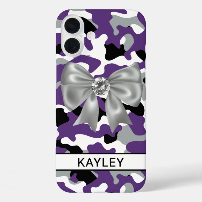 Blingy Purple Black Camouflage Personalized Case-Mate iPhone Case (Back)