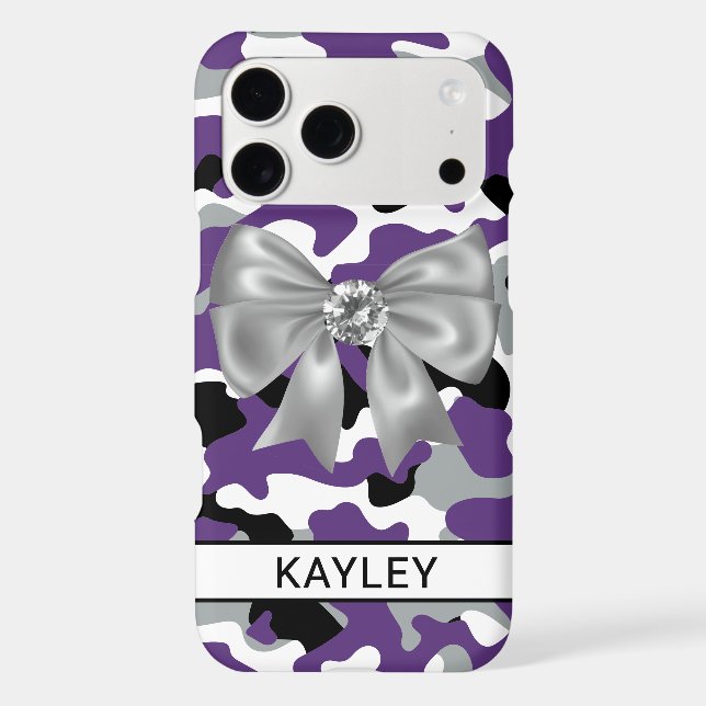 Blingy Purple Black Camouflage Personalized Case-Mate iPhone Case (Back)