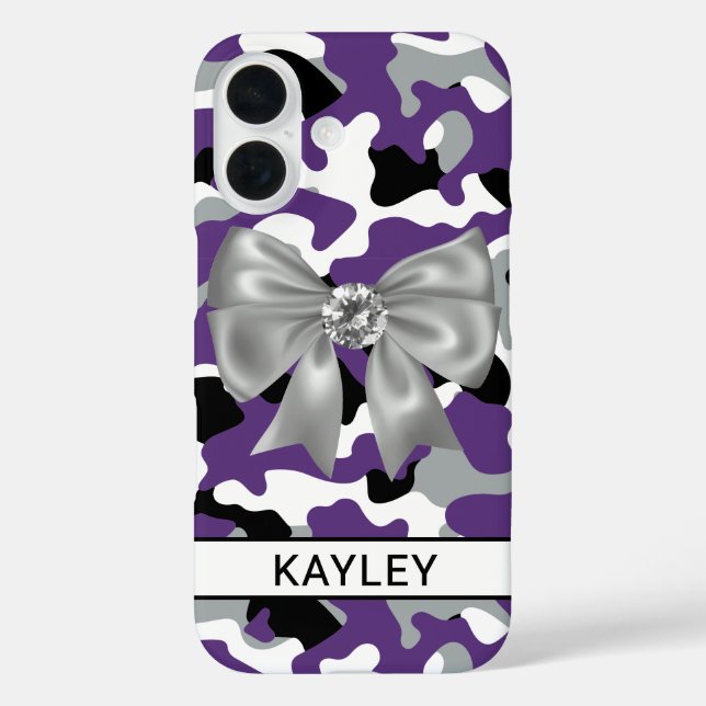 Blingy Purple Black Camouflage Personalized Case-Mate iPhone Case (Back)