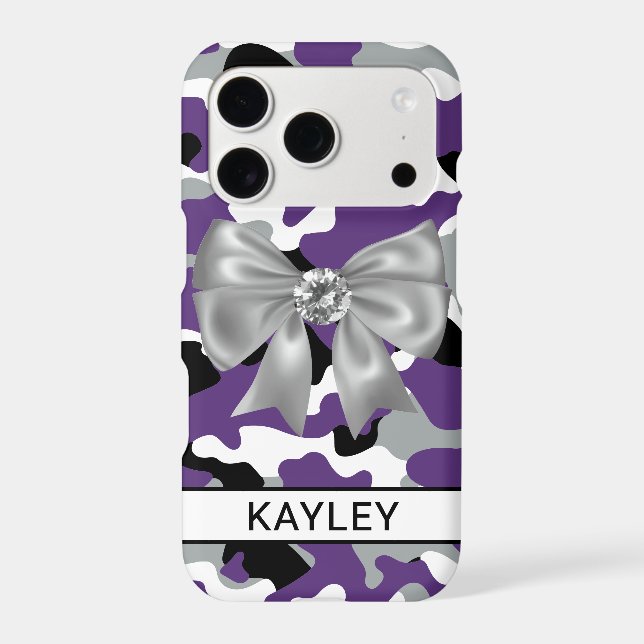 Blingy Purple Black Camouflage Personalized Case-Mate iPhone Case (Back)