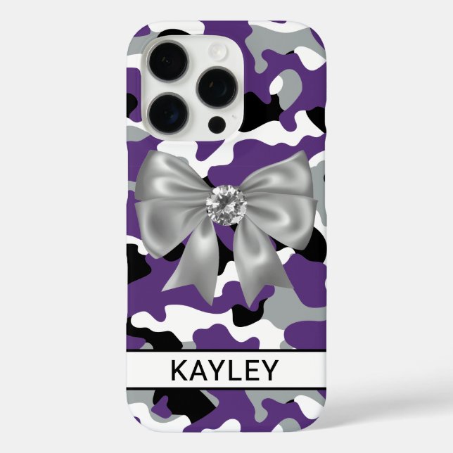 Blingy Purple Black Camouflage Personalized Case-Mate iPhone Case (Back)