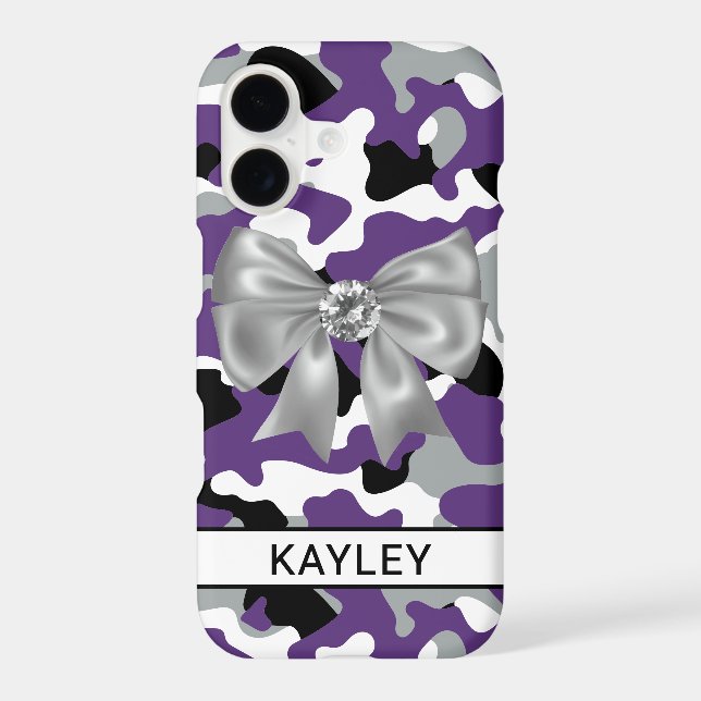 Blingy Purple Black Camouflage Personalized Case-Mate iPhone Case (Back)