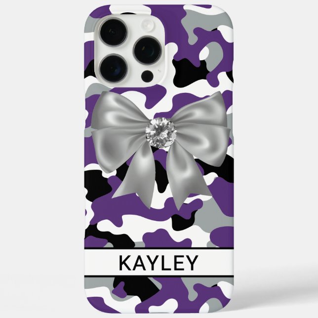 Blingy Purple Black Camouflage Personalized Case-Mate iPhone Case (Back)