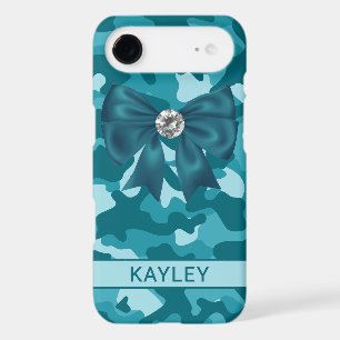 Blingy Teal Camouflage Personalized iPhone 17 Air Case