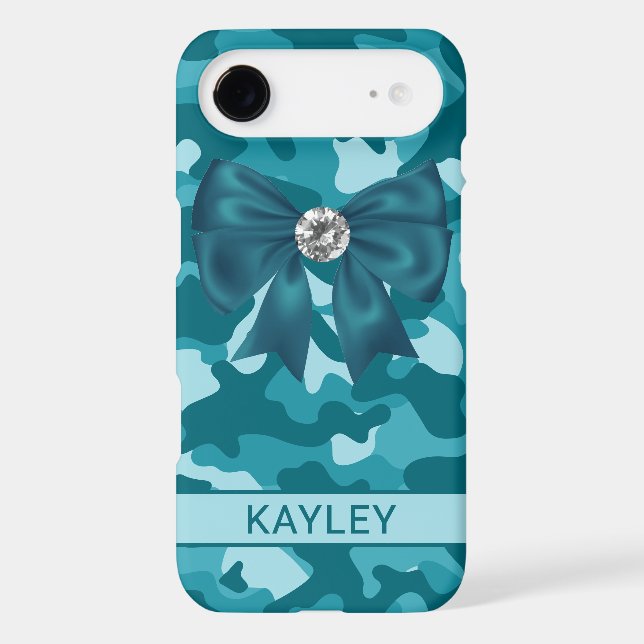 Blingy Teal Camouflage Personalized Case-Mate iPhone Case (Back)