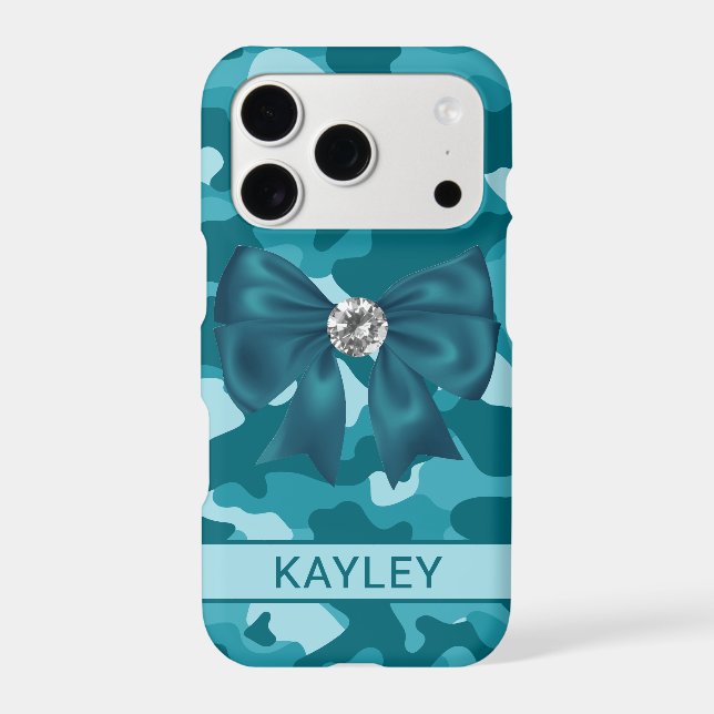 Blingy Teal Camouflage Personalized Case-Mate iPhone Case (Back)
