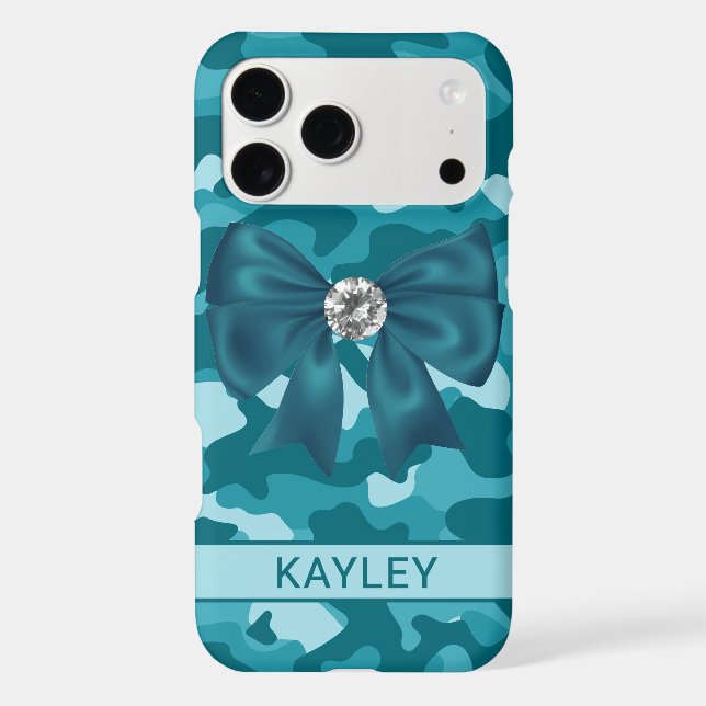 Blingy Teal Camouflage Personalized Case-Mate iPhone Case (Back)