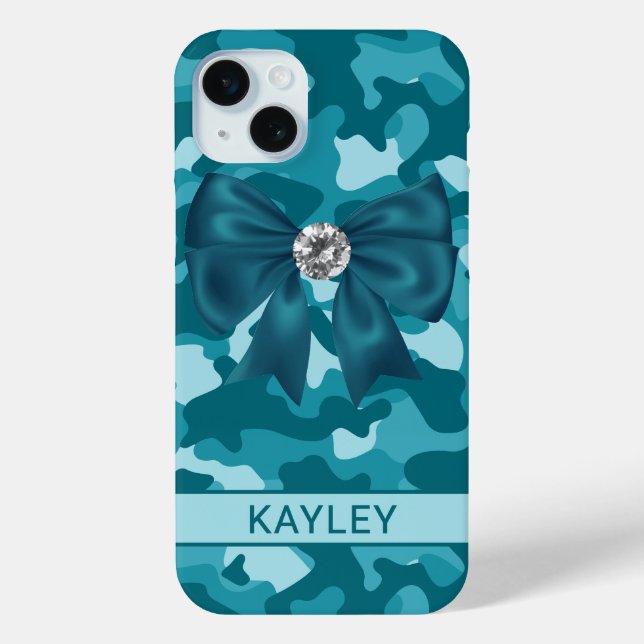 Blingy Teal Camouflage Personalized Case-Mate iPhone Case (Back)