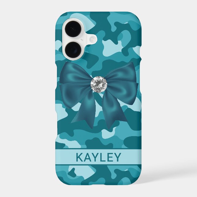 Blingy Teal Camouflage Personalized Case-Mate iPhone Case (Back)