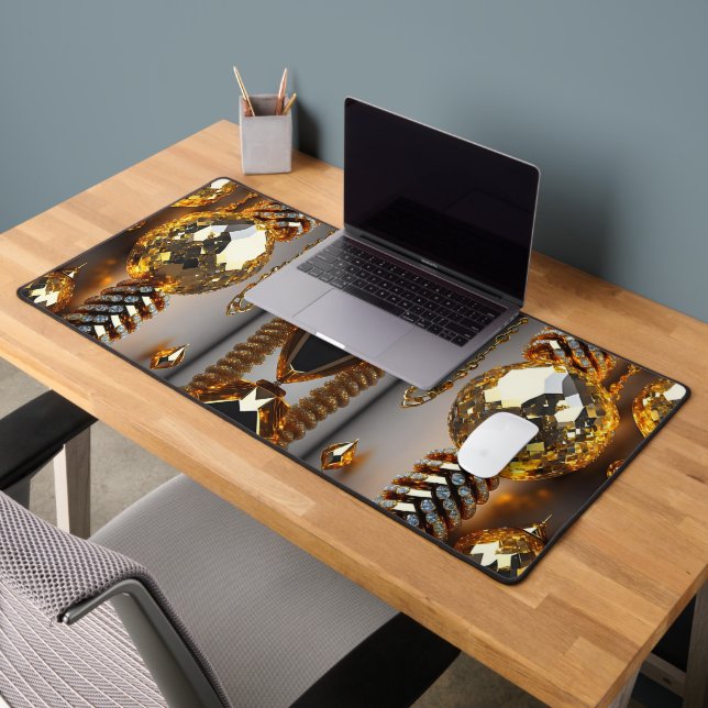 Blink! Beautiful chaos jewelry in gold  Desk Mat (Office 2)