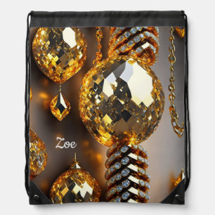 Blink! Beautiful chaos jewelry in gold Drawstring Bag