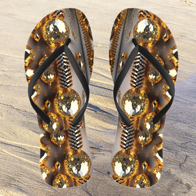 Blink! Beautiful chaos jewelry in gold  Flip Flops (Creator Uploaded)