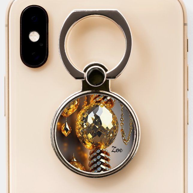 Blink! Beautiful chaos jewelry in gold  Phone Ring Stand (Close Up)