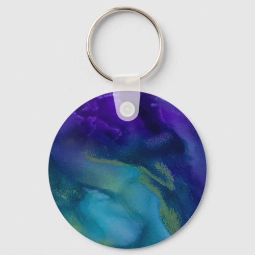 Blink of an Eye Keychain  Teal Purple Gold