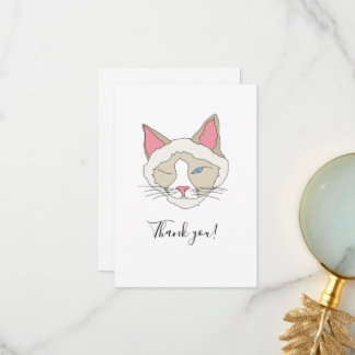 Blinking Cat Thank You Card
