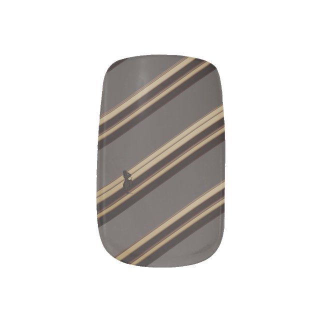 Blinky Bat Hiding Stripe pattern Minx Nail Art (Left Thumb)