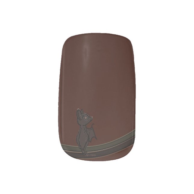 Blinky the Bat Dark Red-Brn Minx Nail Art (Left Thumb)