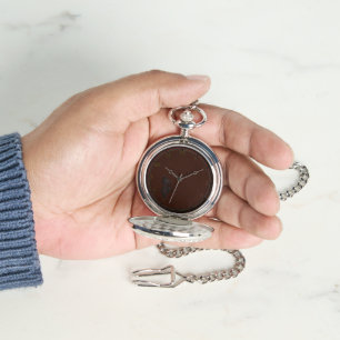 Blinky the Bat Dark Red-Brn Silver Pocket Watch