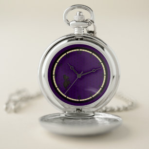 Blinky the Bat pattern Dark Purple Pocket Watch