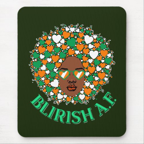 Blirish AF Irish St Patricks Day Natural Afro Mouse Pad