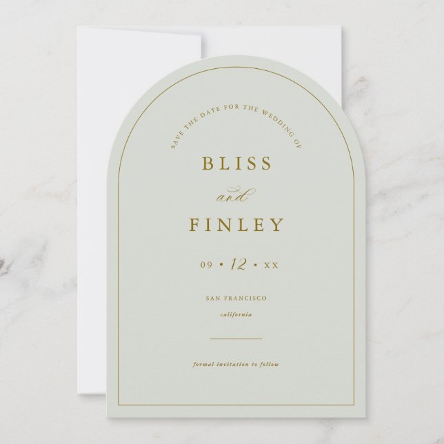 BLISS Arch Save The Date Minimal Wedding Card (Front)