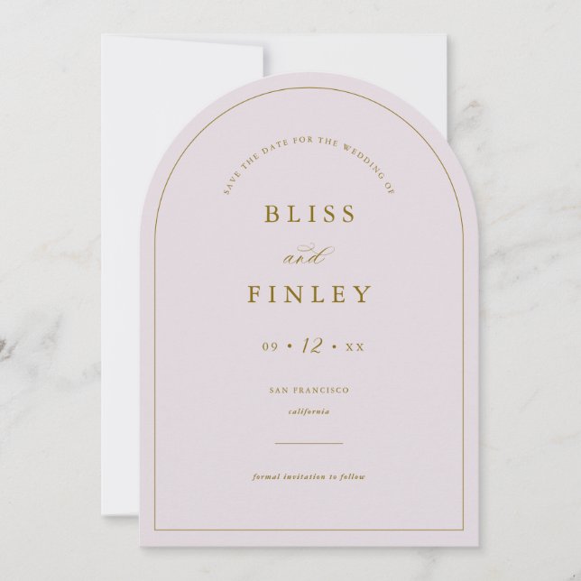 BLISS Arch Save The Date Minimal Wedding Card (Front)