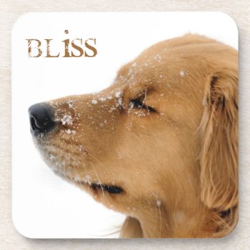 Bliss Golden Retriever Beverage Coaster by artinphotography at Zazzle