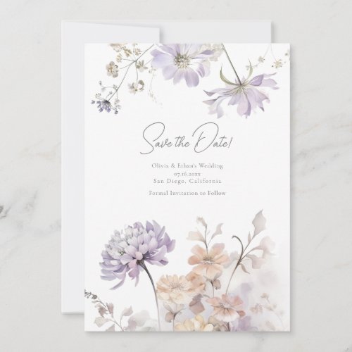 Bliss _ Lilac and Lavender Wedding Save the Date Invitation