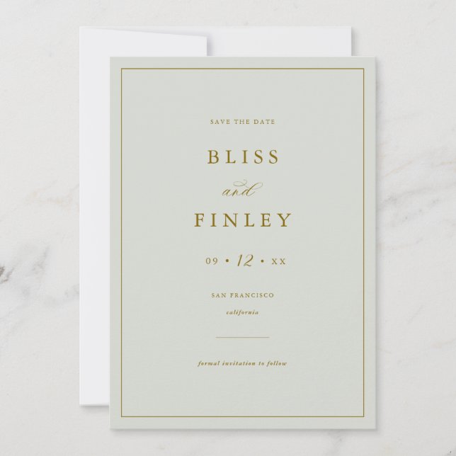 BLISS Minimal Save The Date Minimal Wedding Card (Front)