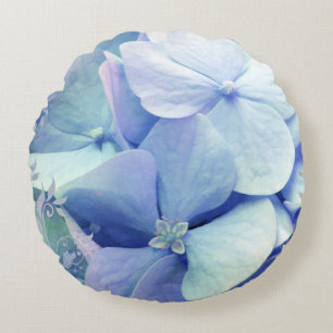 Bliss, Periwinkle Blue Hydrangea round pillow