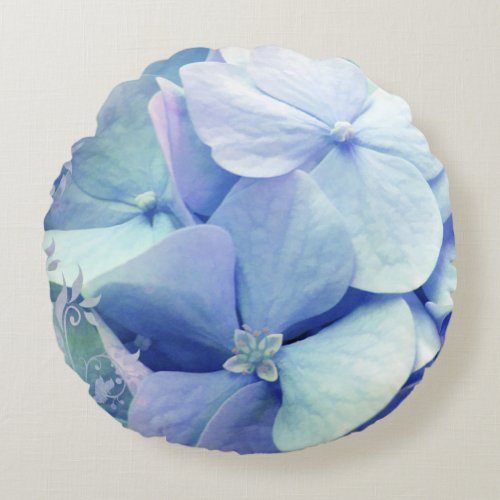 Bliss Periwinkle Blue Hydrangea round pillow