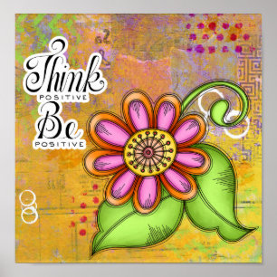 Bliss Positive Thought Doodle Flower Poster
