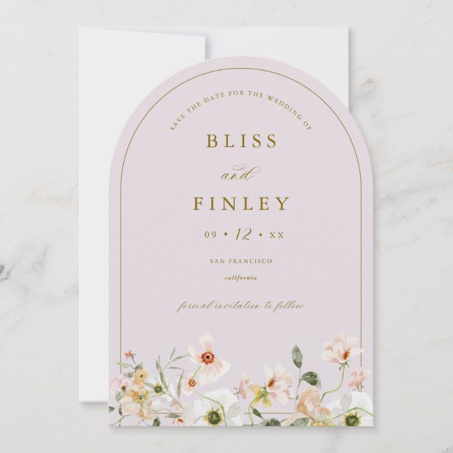 BLISS Spring Floral Arch Save The Date Card (Front)