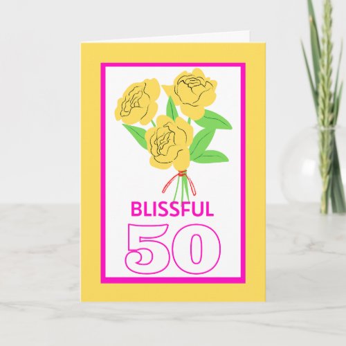 Blissful 50 Gold Wedding Anniversary Roses Card